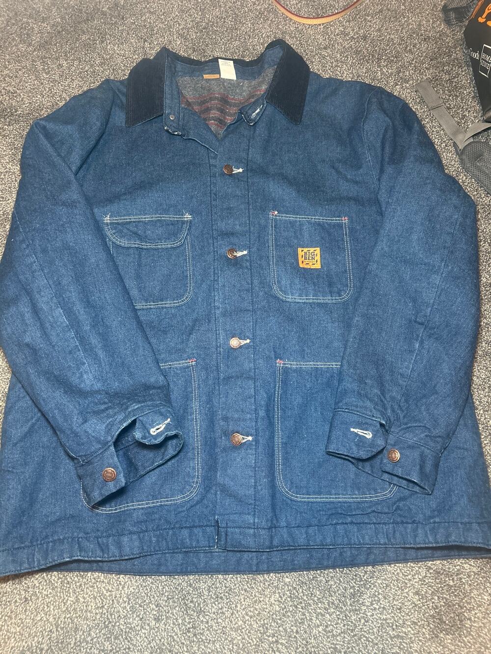 Vintage 90s Big Ben Denim Barn Chore Coat Blanket Lined Utility Jacket Mens 48